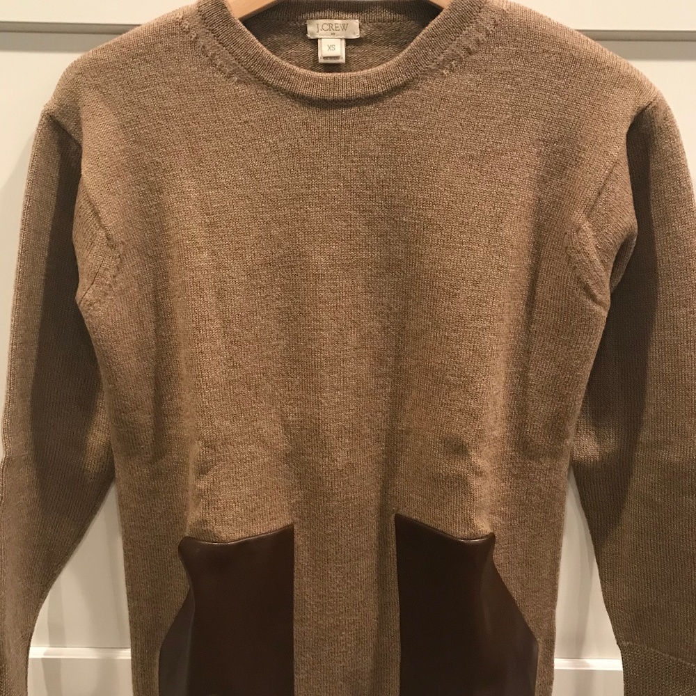 J. Crew Faux Leather Detail Sweater